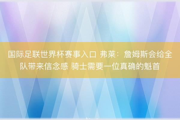 国际足联世界杯赛事入口 弗莱：詹姆斯会给全队带来信念感 骑士需要一位真确的魁首