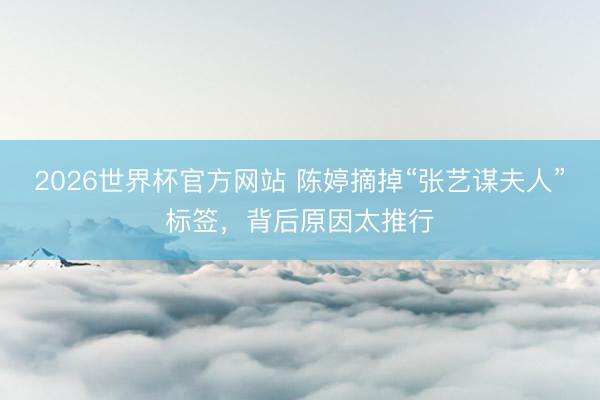 2026世界杯官方网站 陈婷摘掉“张艺谋夫人”标签,背后原因太推行
