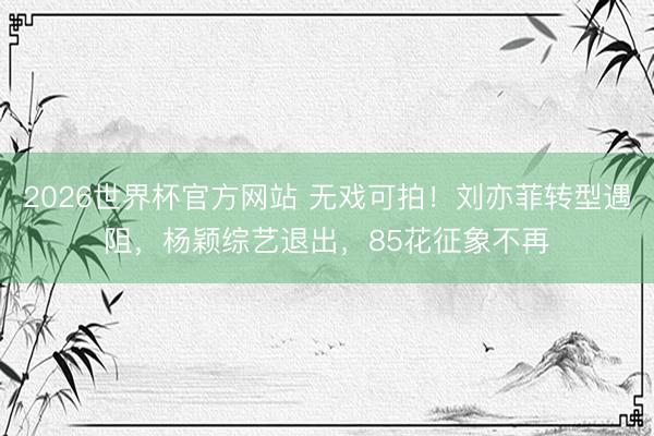 2026世界杯官方网站 无戏可拍！刘亦菲转型遇阻，杨颖综艺退出，85花征象不再