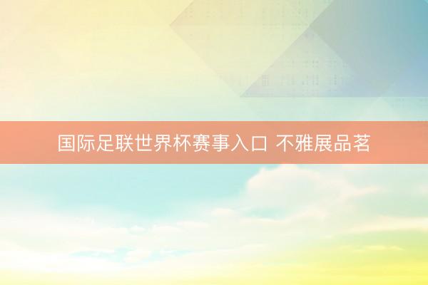 国际足联世界杯赛事入口 不雅展品茗
