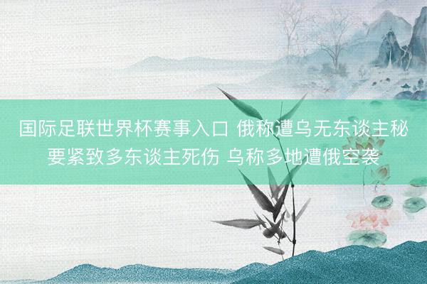 国际足联世界杯赛事入口 俄称遭乌无东谈主秘要紧致多东谈主死伤 乌称多地遭俄空袭